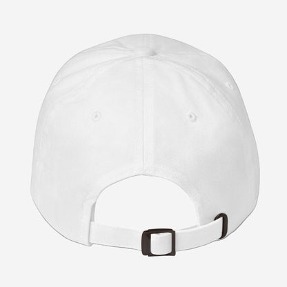 Product mockupwhite dad hat with pizza logo